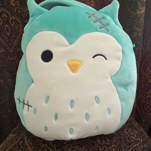 Winston the Tea Owl Squishmallow Halloween Bag Winking with Stitches